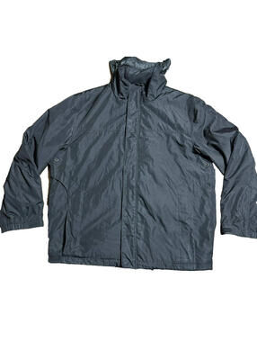 Calvin Klein Water Resistant Jacket Coat Men‘s Size Large Black Full Zip Hooded